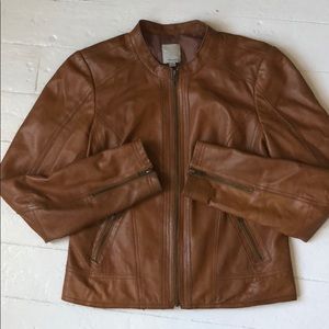 Halogen genuine leather jacket
